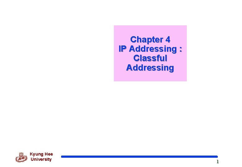 Chapter 4 IP Addressing : Classful Addressing Kyung Hee University 1 