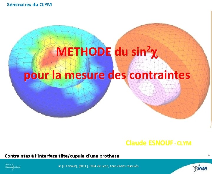 Séminaires du CLYM 2 METHODE du sin pour la mesure des contraintes Claude ESNOUF