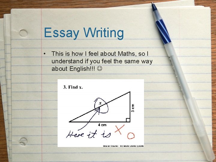 Essay Writing • This is how I feel about Maths, so I understand if