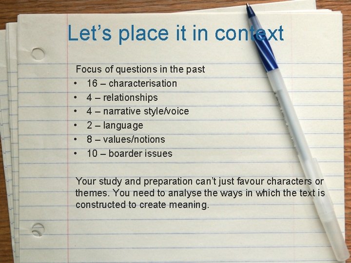 Let’s place it in context Focus of questions in the past • 16 –