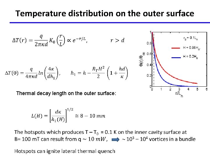 Temperature distribution on the outer surface Thermal decay length on the outer surface: Hotspots