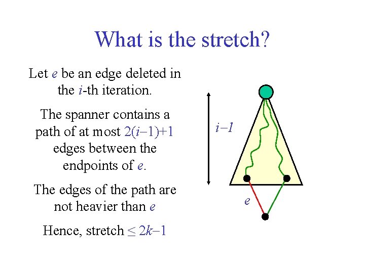 What is the stretch? Let e be an edge deleted in the i-th iteration.