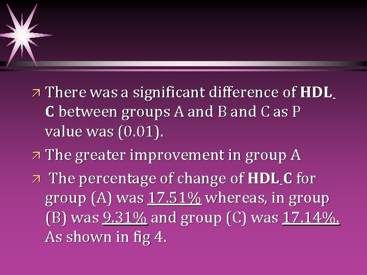 ä There was a significant difference of HDL- C between groups A and B