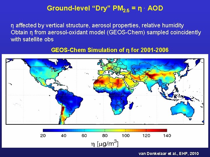 Ground-level “Dry” PM 2. 5 = η · AOD η affected by vertical structure,