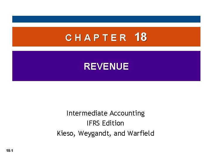 CHAPTER 18 REVENUE Intermediate Accounting IFRS Edition Kieso, Weygandt, and Warfield 18 -1 