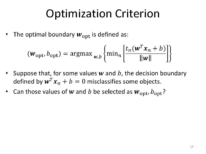 Optimization Criterion • 17 