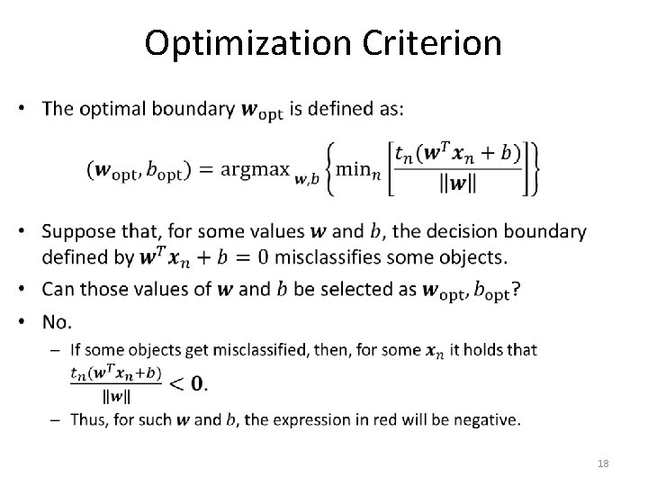 Optimization Criterion • 18 