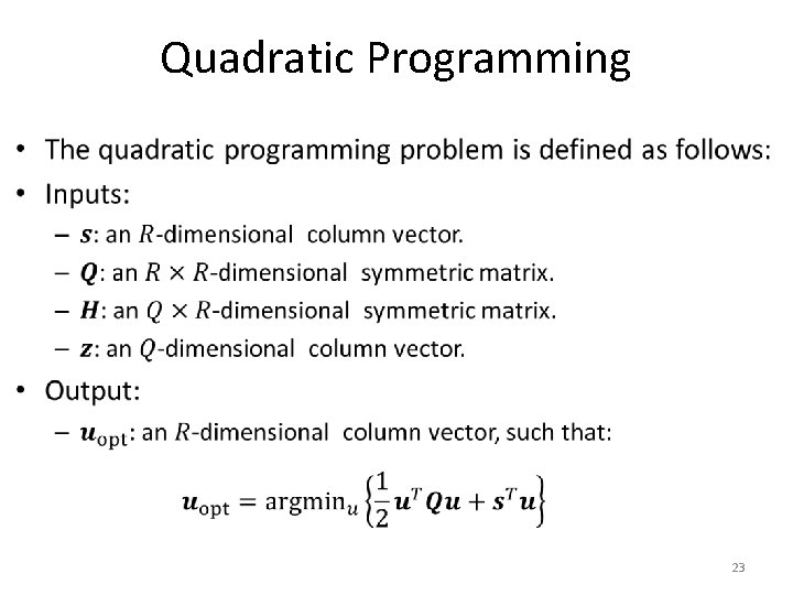 Quadratic Programming • 23 