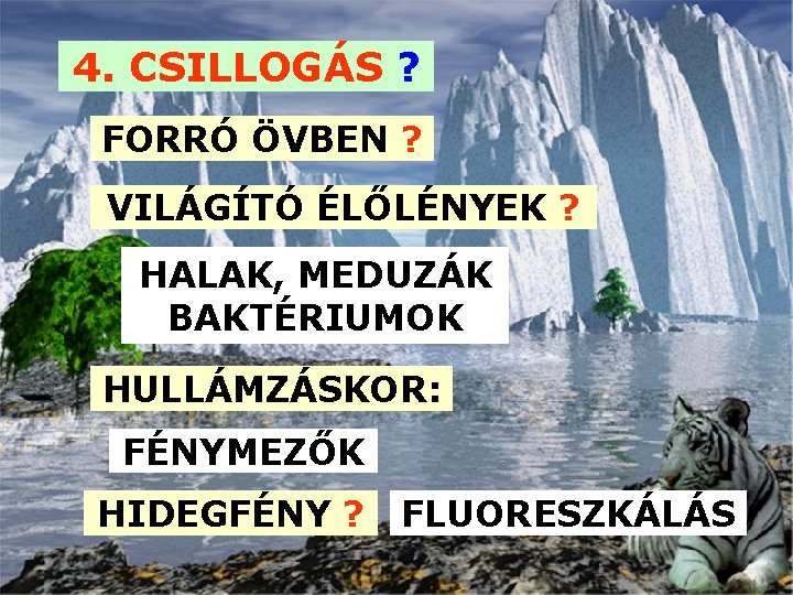 4. CSILLOGÁS ? FORRÓ ÖVBEN ? VILÁGÍTÓ ÉLŐLÉNYEK ? HALAK, MEDUZÁK BAKTÉRIUMOK HULLÁMZÁSKOR: FÉNYMEZŐK