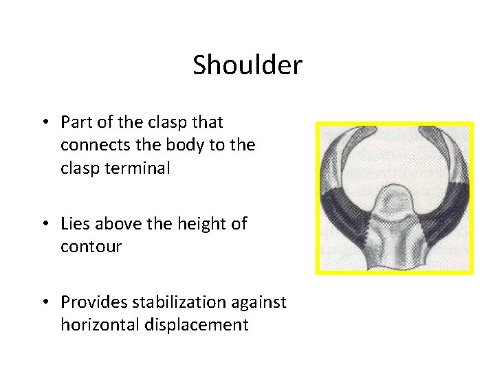 Shoulder • Part of the clasp that connects the body to the clasp terminal