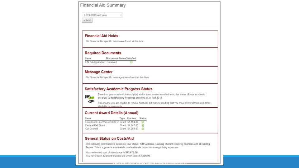 Financial Aid Checklist CISOA/3 CBG/4 CUG/CCCAUG 2020 CONFERENCE, MONTEREY, CA 