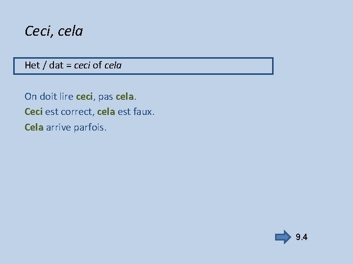Ceci, cela Het / dat = ceci of cela On doit lire ceci, pas