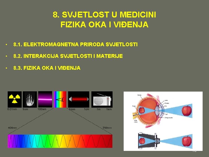 8. SVJETLOST U MEDICINI FIZIKA OKA I VIĐENJA • 8. 1. ELEKTROMAGNETNA PRIRODA SVJETLOSTI