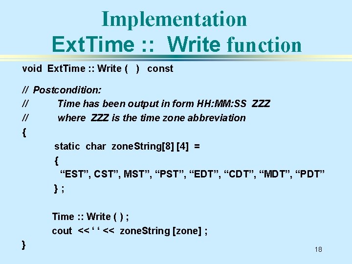 Implementation Ext. Time : : Write function void Ext. Time : : Write (