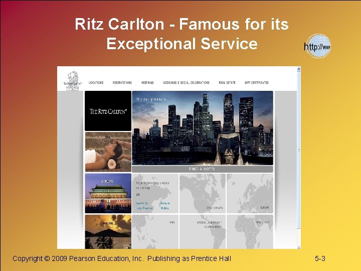 Ritz Carlton - Famous for its Exceptional Service Copyright © 2009 Pearson Education, Inc.