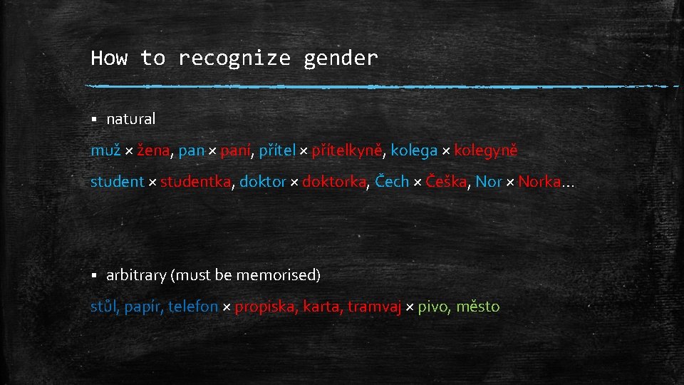 How to recognize gender § natural muž × žena, pan × paní, přítel ×