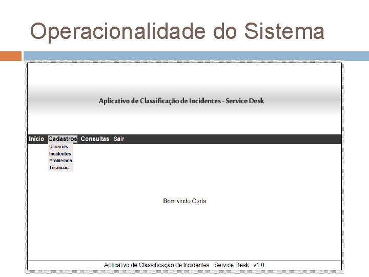 Operacionalidade do Sistema 