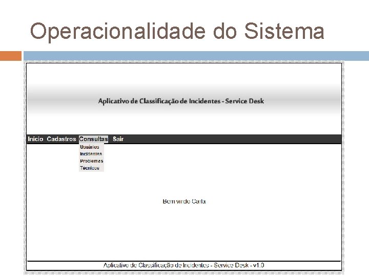 Operacionalidade do Sistema 