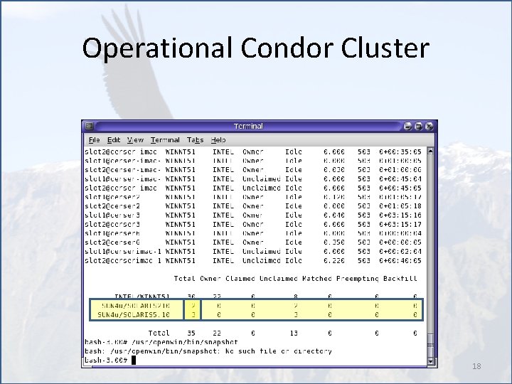 Operational Condor Cluster 18 