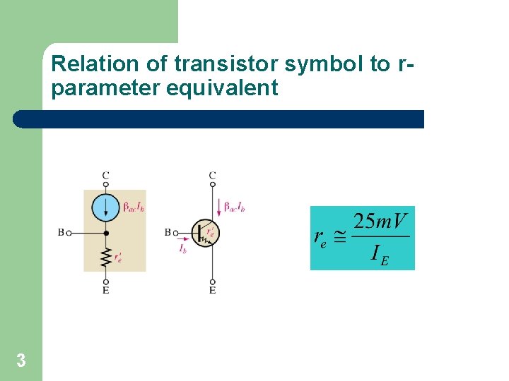 Relation of transistor symbol to rparameter equivalent 3 