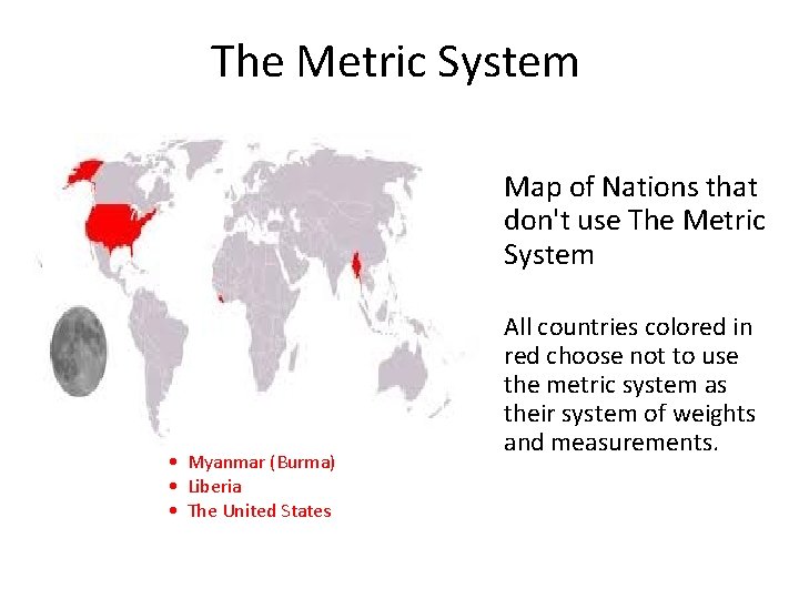 The Metric System Map of Nations that don't use The Metric System • Myanmar