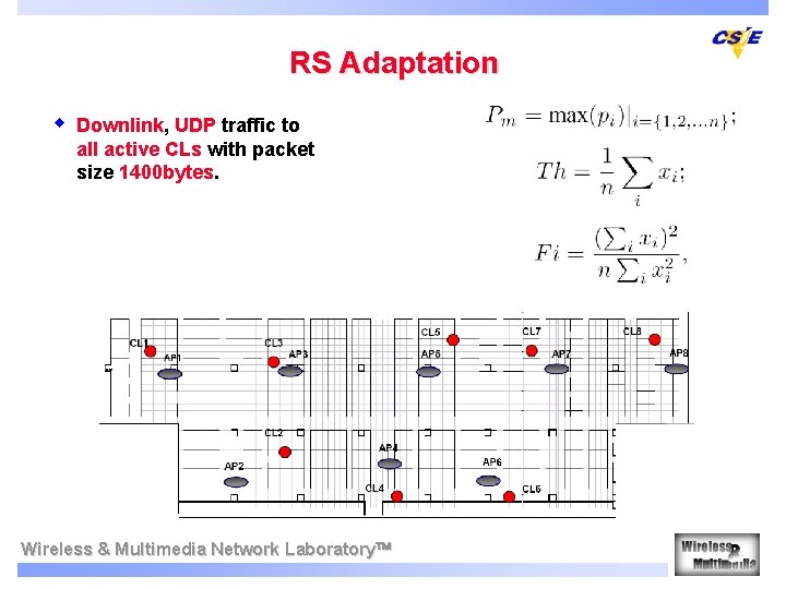 RS Adaptation w Downlink, UDP traffic to all active CLs with packet size 1400