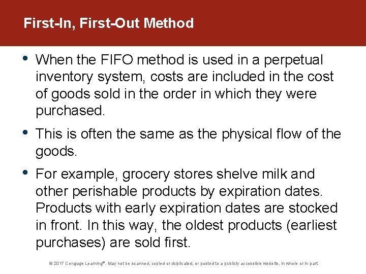 First-In, First-Out Method • When the FIFO method is used in a perpetual inventory
