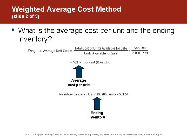 Weighted Average Cost Method (slide 2 of 3) • What is the average cost