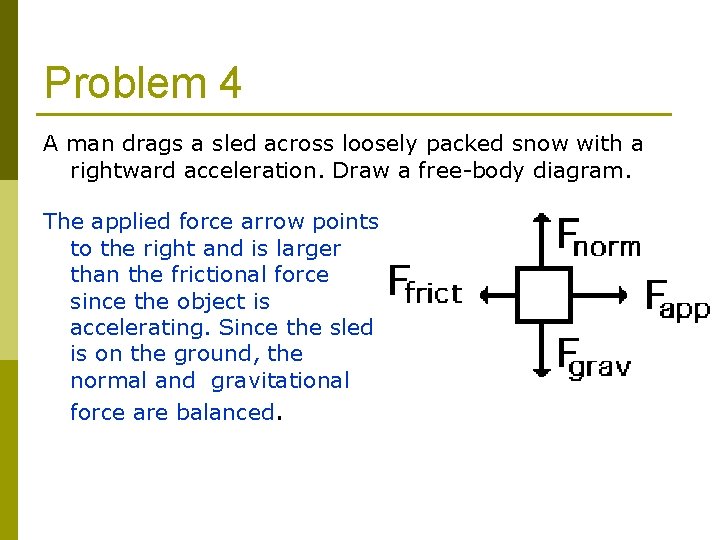 Problem 4 A man drags a sled across loosely packed snow with a rightward