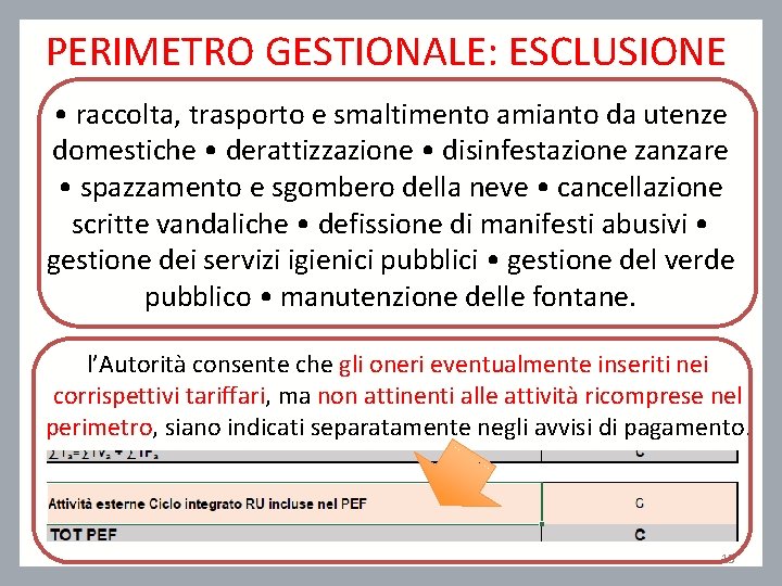 PERIMETRO GESTIONALE: ESCLUSIONE • raccolta, trasporto e smaltimento amianto da utenze domestiche • derattizzazione