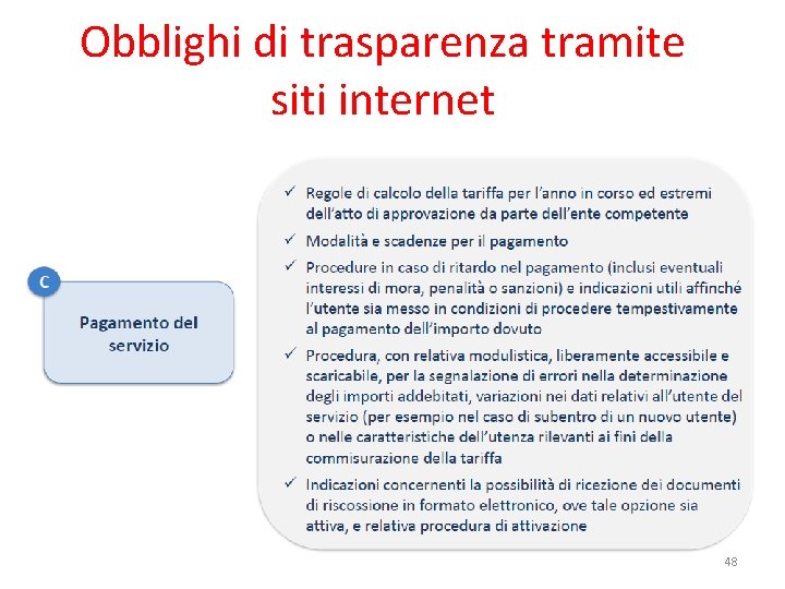 Obblighi di trasparenza tramite siti internet 48 