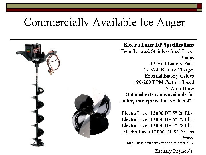 Commercially Available Ice Auger Electra Lazer DP Specifications Twin Serrated Stainless Steel Lazer Blades