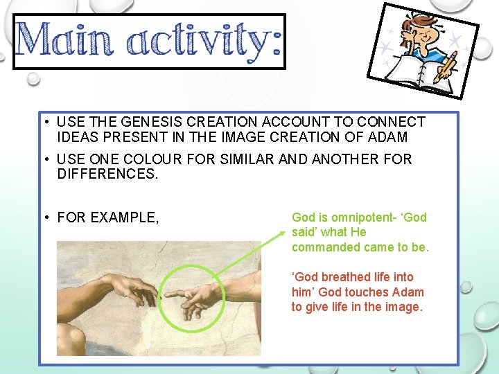  • USE THE GENESIS CREATION ACCOUNT TO CONNECT IDEAS PRESENT IN THE IMAGE