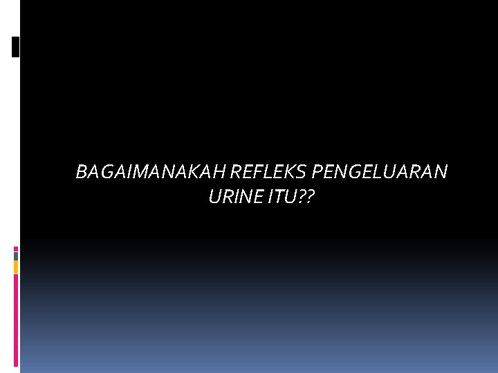 BAGAIMANAKAH REFLEKS PENGELUARAN URINE ITU? ? 