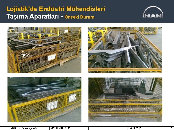 Lojistik’de Endüstri Mühendisleri Koltuk Taşıyıcı Projesi Proje Öncesi Durum Taşıma Aparatları - Önceki Durum