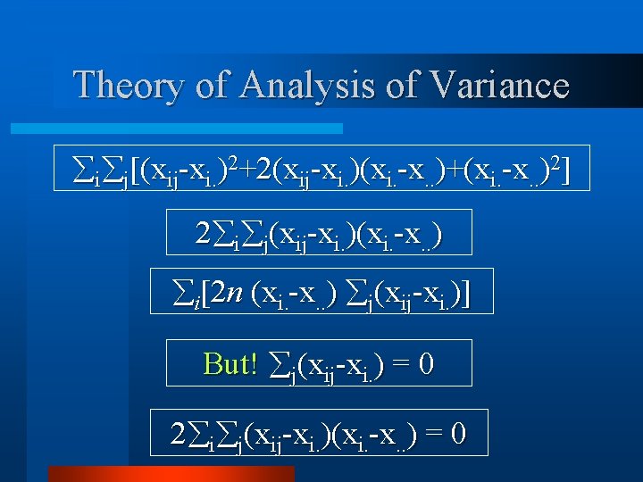 Theory of Analysis of Variance i j[(xij-xi. )2+2(xij-xi. )(xi. -x. . )+(xi. -x. .
