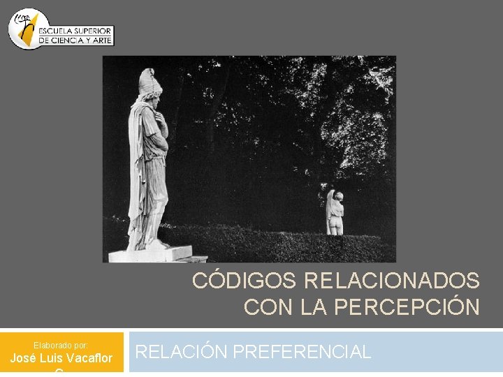 CÓDIGOS RELACIONADOS CON LA PERCEPCIÓN Elaborado por: José Luis Vacaflor RELACIÓN PREFERENCIAL 