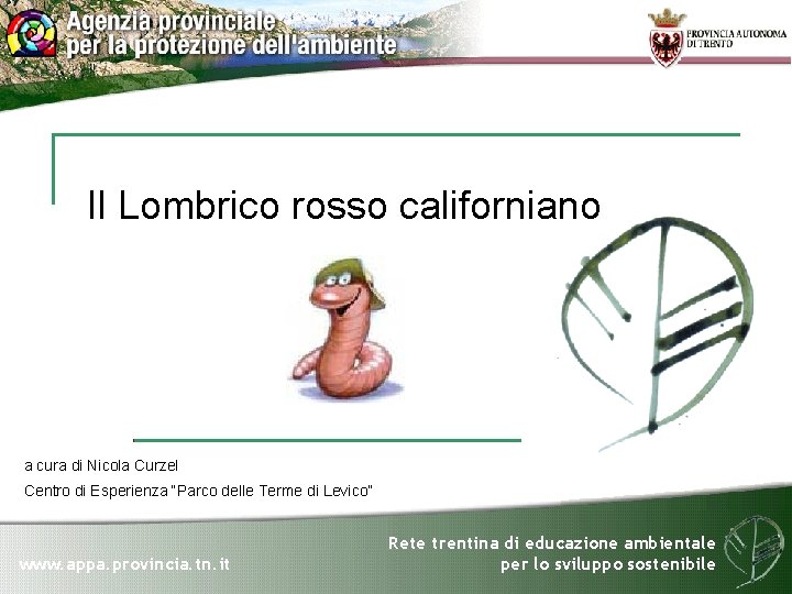 Il Lombrico rosso californiano a cura di Nicola Curzel Centro di Esperienza “Parco delle