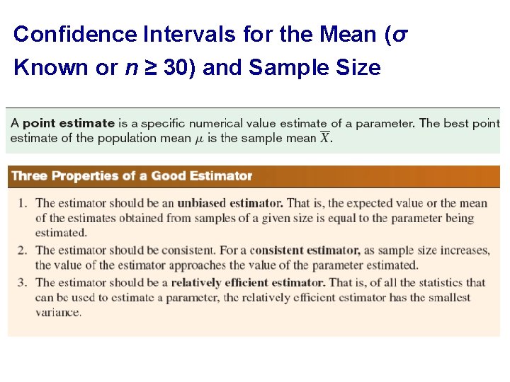 Confidence Intervals for the Mean (σ Known or n ≥ 30) and Sample Size