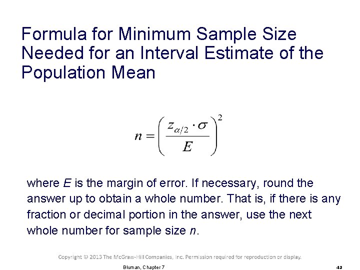 Formula for Minimum Sample Size Needed for an Interval Estimate of the Population Mean