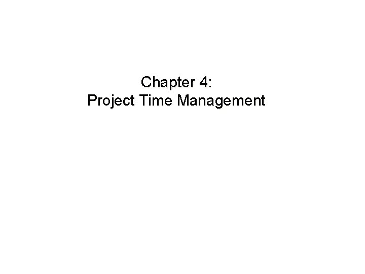Chapter 4 Project Time Management Importance of Project