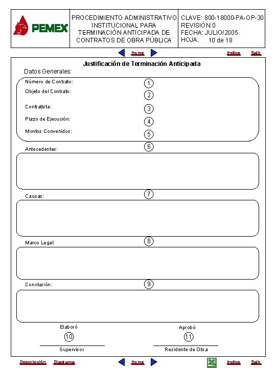PROCEDIMIENTO ADMINISTRATIVO INSTITUCIONAL PARA TERMINACIÓN ANTICIPADA DE CONTRATOS DE OBRA PÚBLICA CLAVE: 800 -18000 PROCEDIMIENTO ADMINISTRATIVO INSTITUCIONAL PARA TERMINACIÓN ANTICIPADA DE CONTRATOS DE OBRA PÚBLICA CLAVE: 800 -18000