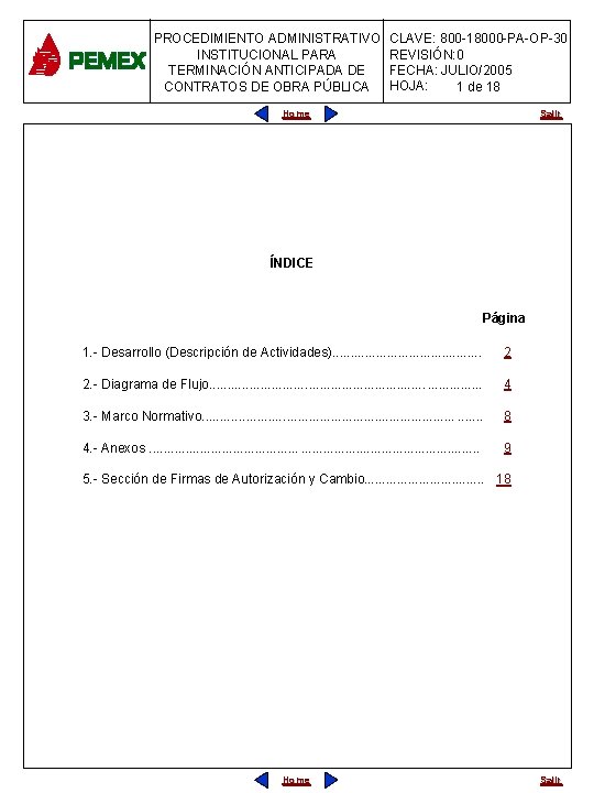 PROCEDIMIENTO ADMINISTRATIVO INSTITUCIONAL PARA TERMINACIÓN ANTICIPADA DE CONTRATOS DE OBRA PÚBLICA CLAVE: 800 -18000 PROCEDIMIENTO ADMINISTRATIVO INSTITUCIONAL PARA TERMINACIÓN ANTICIPADA DE CONTRATOS DE OBRA PÚBLICA CLAVE: 800 -18000