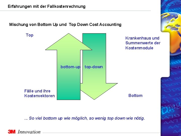Erfahrungen mit der Fallkostenrechnung Mischung von Bottom Up und Top Down Cost Accounting Top