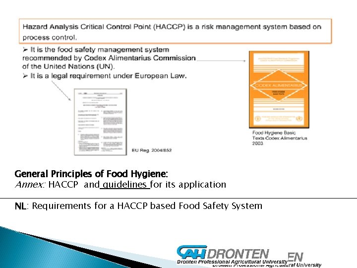 General Principles of Food Hygiene: Annex: HACCP and guidelines for its application NL: Requirements