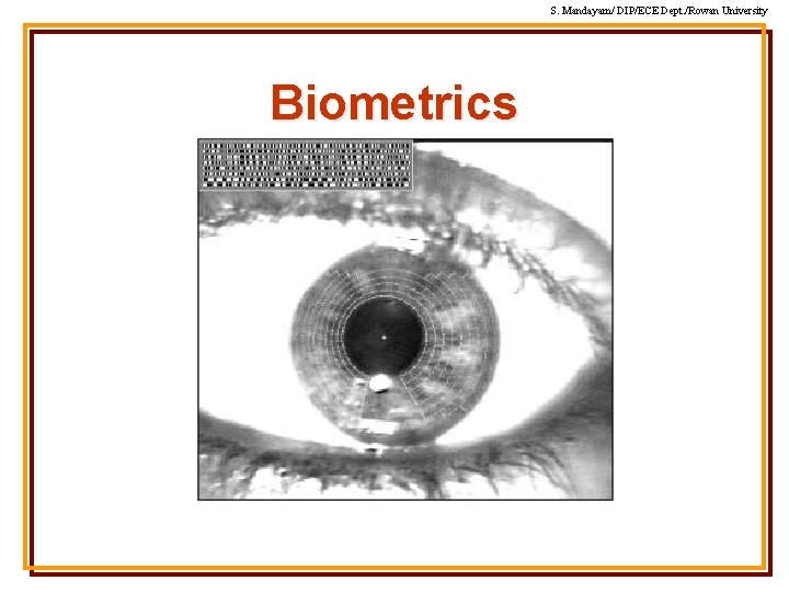 S. Mandayam/ DIP/ECE Dept. /Rowan University Biometrics S. Mandayam/ DIP/ECE Dept. /Rowan University Biometrics
