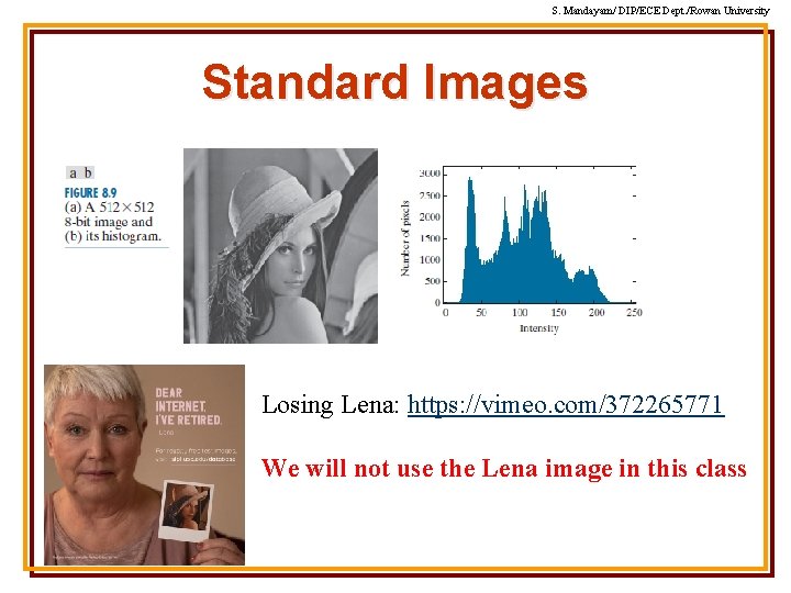 S. Mandayam/ DIP/ECE Dept. /Rowan University Standard Images Losing Lena: https: //vimeo. com/372265771 We S. Mandayam/ DIP/ECE Dept. /Rowan University Standard Images Losing Lena: https: //vimeo. com/372265771 We