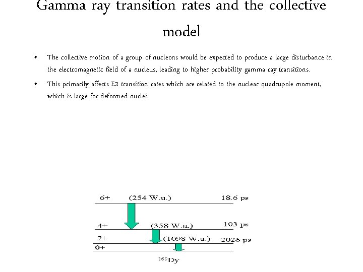 Gamma ray transition rates and the collective model • The collective motion of a