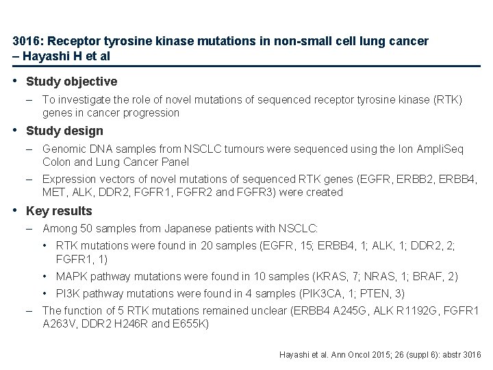 3016: Receptor tyrosine kinase mutations in non-small cell lung cancer – Hayashi H et