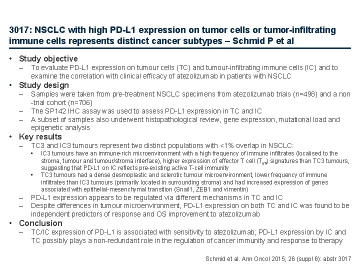 3017: NSCLC with high PD-L 1 expression on tumor cells or tumor-infiltrating immune cells